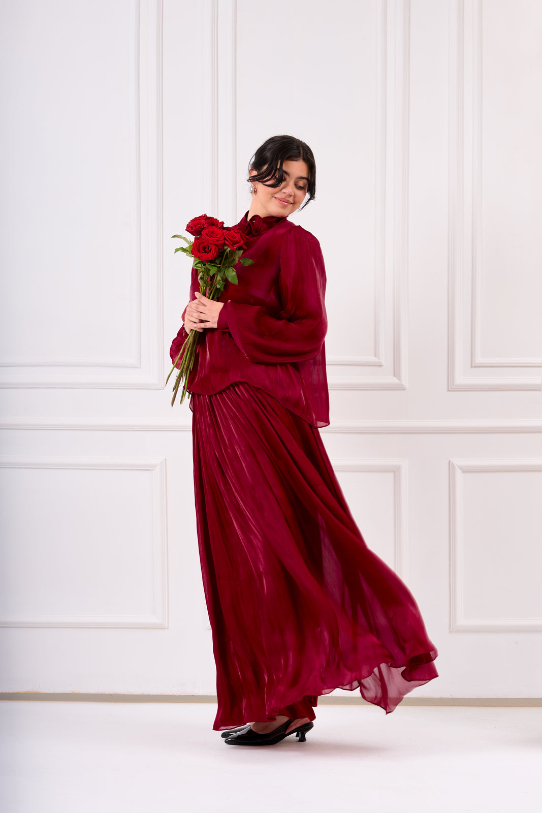 Crinkle Burgundy Suit